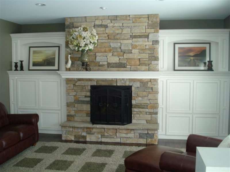 Entertainment center and fireplace