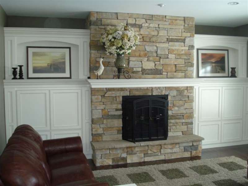 Entertainment center and fireplace